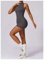 Load image into Gallery viewer, Luxurious Contour Performance Zip Front Yoga Romper