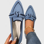 Load image into Gallery viewer, Women's Loafers Bow Detail Pointed Toe Slip On Flat Style