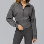Load image into Gallery viewer, Wind Proof Zip Front Standing Collar Sweat Shirt Regular Fit