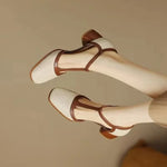 Load image into Gallery viewer, Women's Flats T-Strap Block Heel Round Toe Style