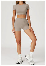 Load image into Gallery viewer, Two-Piece Contoured Breathable Yoga Set Leggings Silhouette