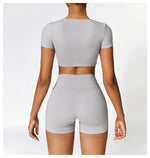 Load image into Gallery viewer, Seamless Contour Fit Yoga Crop Top Light Weight Nylon Knit