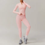 Load image into Gallery viewer, Performance Contoured Zippered Yoga Outfit Long Sleeve