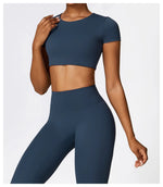 Load image into Gallery viewer, Seamless Contour Fit Yoga Crop Top Light Weight Nylon Knit