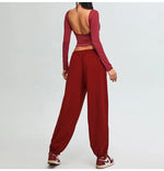 Load image into Gallery viewer, Soft Backless Sculpted Athleisure Crop Top With Sleeves