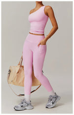 Load image into Gallery viewer, Single Shoulder Sport Bra Sculpt Contour Breathable