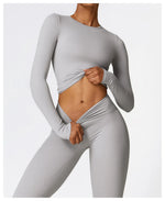 Load image into Gallery viewer, Seamless Sculpted Yoga Core Set Leggings Ribbed Contour