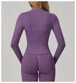 Load image into Gallery viewer, Seamless Contour Yoga Top With Zippered Long Sleeve
