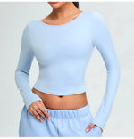 Load image into Gallery viewer, Soft Backless Sculpted Athleisure Crop Top With Sleeves