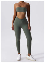 Load image into Gallery viewer, Strapless Padded Yoga Sports Bra Contour Silhouette