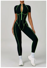 Load image into Gallery viewer, Contoured Zippered Performance Yoga Jumpsuit Nylon Knit