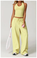 Load image into Gallery viewer, Breathable Contour Drawstring Wide Leg Athletic Pants