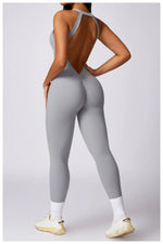Load image into Gallery viewer, Backless Contour Jumpsuit Set with Seamless Performance