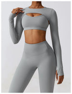 Load image into Gallery viewer, Contoured Interwoven Athleisure Long Sleeve Yoga Ensemble