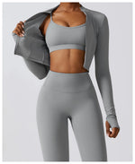 Load image into Gallery viewer, Contoured Interwoven Athleisure Long Sleeve Yoga Ensemble