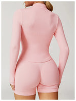 Load image into Gallery viewer, Seamless Contour Yoga Top With Zippered Long Sleeve