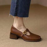 Load image into Gallery viewer, Women's T-Strap Mary Jane Shoes Square Toe Low Block Heel