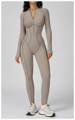 Load image into Gallery viewer, Seamless Zippered Yoga Jumpsuit With High Elasticity