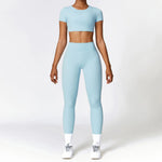 Load image into Gallery viewer, Seamless Sculpted Yoga Core Set Leggings Ribbed Contour