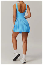 Load image into Gallery viewer, Luxurious Contoured Yoga Jumpsuit With Pleated Skirt Set