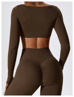 Load image into Gallery viewer, Contour Seamless Crop Yoga Performance Wear Long Sleeve