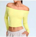 Load image into Gallery viewer, Off Shoulder Contour Seamless Athleisure Top Nylon