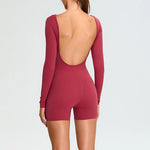 Load image into Gallery viewer, Backless Luxe Long Sleeve Yoga Jumpsuit Silhouette Chic
