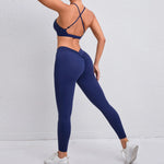 Load image into Gallery viewer, Two Piece Ribbed Seamless Studio Yoga Set Cross Back