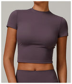 Load image into Gallery viewer, Sculpted Performance Yoga Top Short Sleeve Premium Nylon