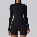 Load image into Gallery viewer, Zippered Long Sleeve Contour Yoga Jumpsuit Performance