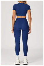 Load image into Gallery viewer, Two-Piece Contoured Breathable Yoga Set Leggings Silhouette