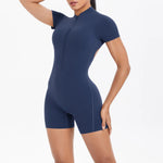 Load image into Gallery viewer, Light Weight Zippered Short Sleeve Jumpsuit Nylon Fabric