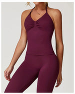 Load image into Gallery viewer, Breathable Contoured Halter Crop Sports Bra With Padding