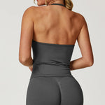 Load image into Gallery viewer, Breathable Contoured Halter Crop Sports Bra With Padding