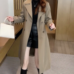 Load image into Gallery viewer, Women's Trench Coat Lapel Collar Belted Waist Longline Style