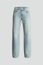 Load image into Gallery viewer, Women's Light Blue Jeans High Waist Drawstring Detail Relaxed Wide Leg Casual Jean Style