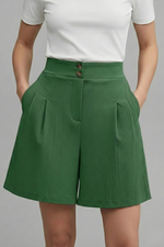 Load image into Gallery viewer, Women's Shorts High Waist Double Button Pleated Wide Leg Pocket Tailored Casual Style
