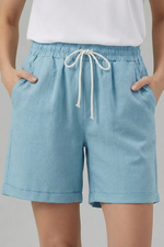 Load image into Gallery viewer, Women's Shorts Elastic Drawstring Waist Cuffed Hem Pocket Relaxed Casual Style