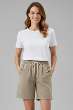 Load image into Gallery viewer, Women's Shorts Elastic Drawstring Waist Cuffed Hem Pocket Relaxed Casual Style