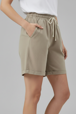 Load image into Gallery viewer, Women's Shorts Elastic Drawstring Waist Cuffed Hem Pocket Relaxed Casual Style