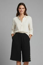 Load image into Gallery viewer, Women's Wide Leg Shorts Elastic High Waist Side Button Hem Pocket Casual Style