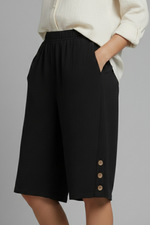 Load image into Gallery viewer, Women's Wide Leg Shorts Elastic High Waist Side Button Hem Pocket Casual Style