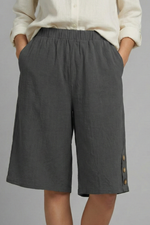 Load image into Gallery viewer, Women's Wide Leg Shorts Elastic High Waist Side Button Hem Pocket Casual Style