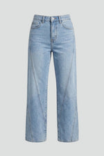 Load image into Gallery viewer, Women's Relaxed Blue Wide Leg Jeans High Waist Straight Style