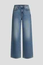 Load image into Gallery viewer, Women's Blue Jeans Mid Rise Relaxed Wide Leg Five Pocket Casual Jean Style
