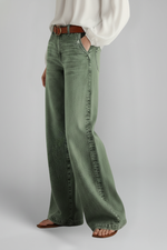 Load image into Gallery viewer, Stylish Army Green Jeans for Women with High Rise Wide Leg Relaxed Fit Flare Casual Jean Style