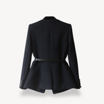 Load image into Gallery viewer, Women's Peplum Blazer Long Sleeve Belted Button Front
