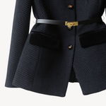 Load image into Gallery viewer, Women's Peplum Blazer Long Sleeve Belted Button Front