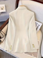Load image into Gallery viewer, Women's Double Breasted Blazer Long Sleeve Peaked Lapel Gold Button