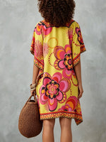 Load image into Gallery viewer, Women's Multicolor Mini Dress Floral Print V-Neck Kaftan Style